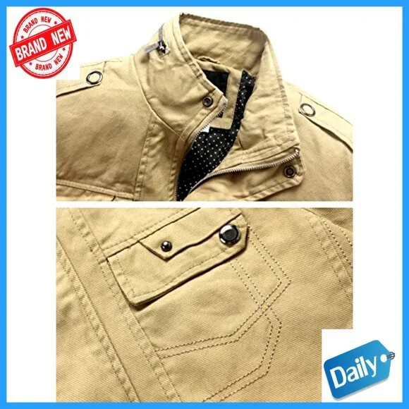 Lightweight Cotton Jacket Casual Field Coat Windbreaker Men's Military Style